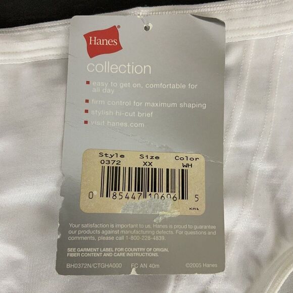 Hanes Collection High Cut Tummy Control Panties Womens 2XL White Firm Shaping - Picture 4 of 6